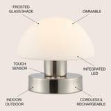 Zoe 5.75" Bohemian Farmhouse Iron Rechargeable Integrated LED Table Lamp