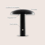 Suillius 11" Contemporary Bohemian Rechargeable/Cordless Iron Integrated LED Mushroom Table Lamp - JONATHAN Y