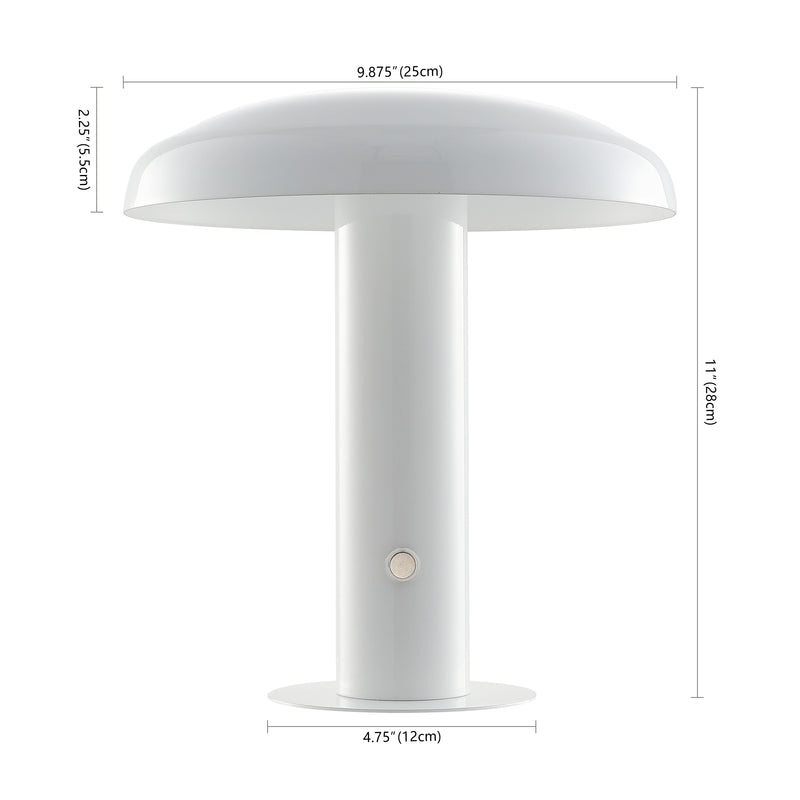 Suillius 11" Contemporary Bohemian Rechargeable/Cordless Iron Integrated LED Mushroom Table Lamp - JONATHAN Y