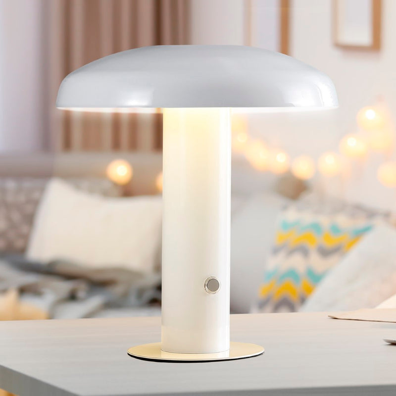 Suillius 11" Contemporary Bohemian Rechargeable/Cordless Iron Integrated LED Mushroom Table Lamp - JONATHAN Y