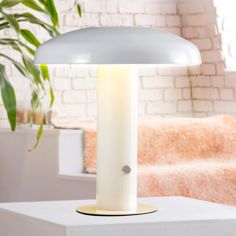 Suillius 11" Contemporary Bohemian Rechargeable/Cordless Iron Integrated LED Mushroom Table Lamp - JONATHAN Y