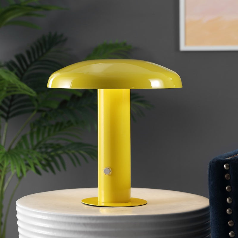 Suillius 11" Contemporary Bohemian Rechargeable/Cordless Iron Integrated LED Mushroom Table Lamp - JONATHAN Y