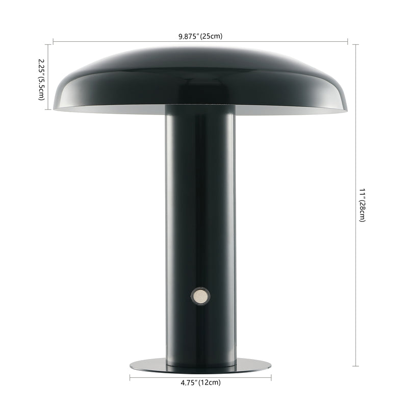 Suillius 11" Contemporary Bohemian Rechargeable/Cordless Iron Integrated LED Mushroom Table Lamp