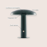 Suillius 11" Contemporary Bohemian Rechargeable/Cordless Iron Integrated LED Mushroom Table Lamp