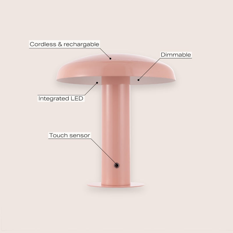Suillius 11" Contemporary Bohemian Rechargeable/Cordless Iron Integrated LED Mushroom Table Lamp