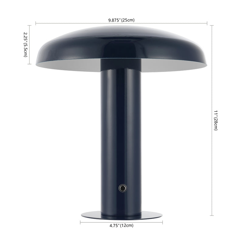 Suillius 11" Contemporary Bohemian Rechargeable/Cordless Iron Integrated LED Mushroom Table Lamp