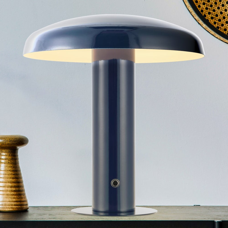 Suillius 11" Contemporary Bohemian Rechargeable/Cordless Iron Integrated LED Mushroom Table Lamp