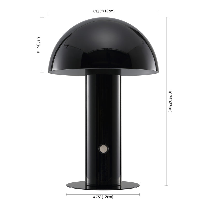 Boletus 10.75" Contemporary Bohemian Rechargeable/Cordless Iron Integrated LED Mushroom Table Lamp - JONATHAN Y