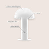 Boletus 10.75" Contemporary Bohemian Rechargeable/Cordless Iron Integrated LED Mushroom Table Lamp - JONATHAN Y