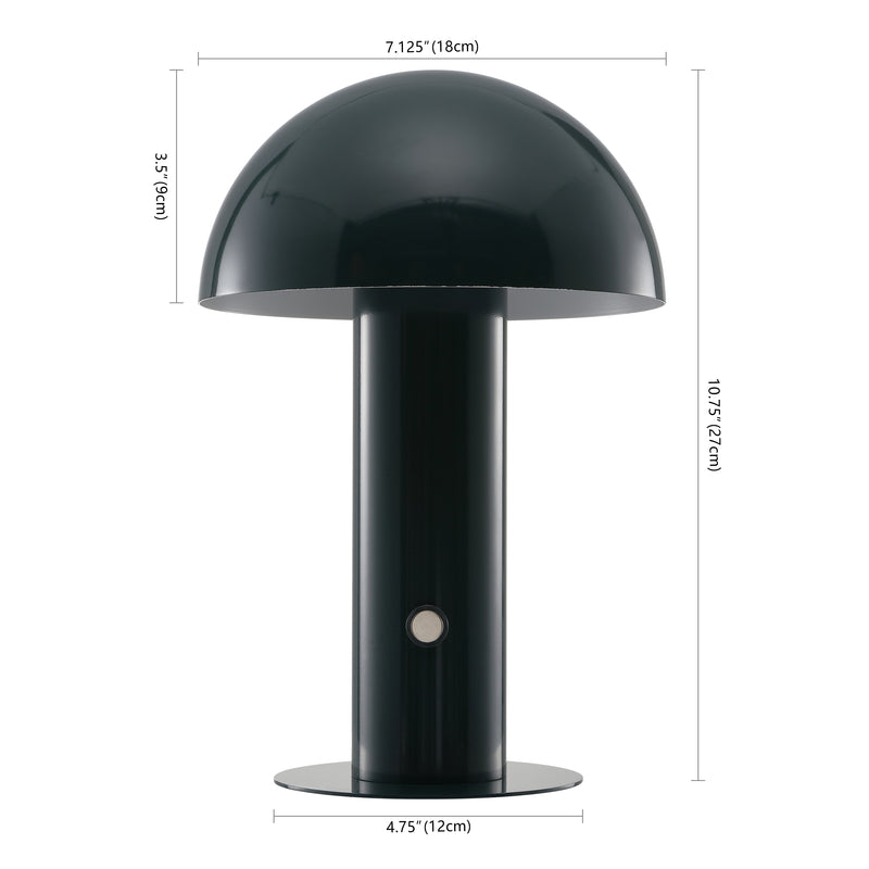 Boletus 10.75" Contemporary Bohemian Rechargeable/Cordless Iron Integrated LED Mushroom Table Lamp