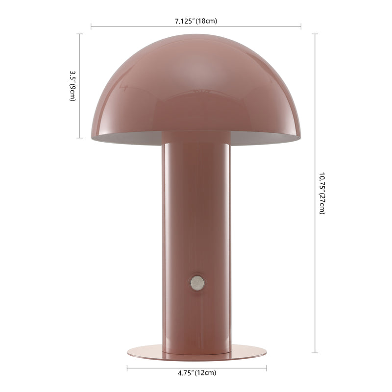 Boletus 10.75" Contemporary Bohemian Rechargeable/Cordless Iron Integrated LED Mushroom Table Lamp
