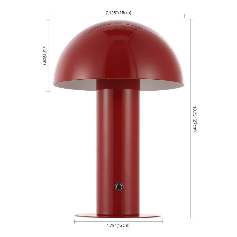 Boletus 10.75" Contemporary Bohemian Rechargeable/Cordless Iron Integrated LED Mushroom Table Lamp