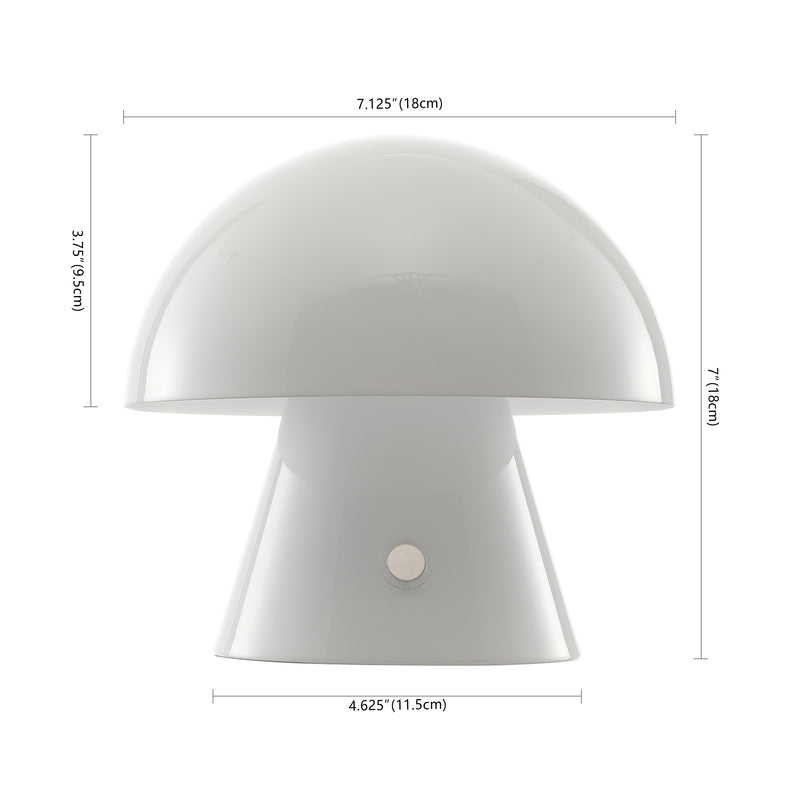 Porcini 7" Contemporary Bohemian Rechargeable/Cordless Iron Integrated LED Mushroom Table Lamp - JONATHAN Y