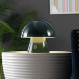 Porcini 7" Contemporary Bohemian Rechargeable/Cordless Iron Integrated LED Mushroom Table Lamp - JONATHAN Y