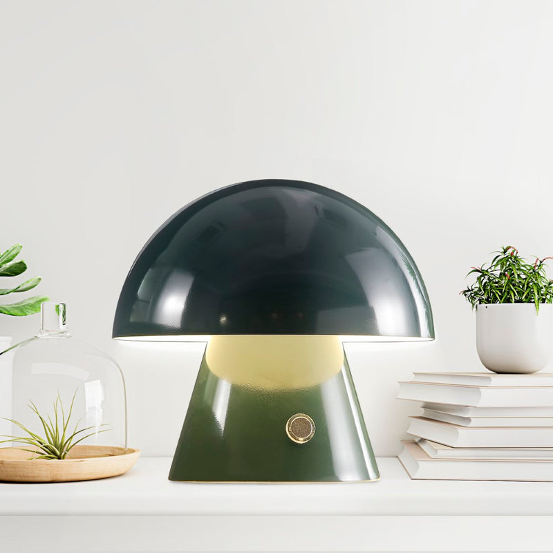 Porcini 7" Contemporary Bohemian Rechargeable/Cordless Iron Integrated LED Mushroom Table Lamp