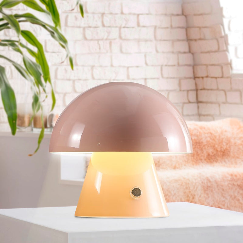 Porcini 7" Contemporary Bohemian Rechargeable/Cordless Iron Integrated LED Mushroom Table Lamp