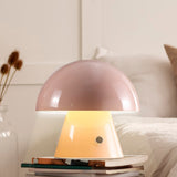 Porcini 7" Contemporary Bohemian Rechargeable/Cordless Iron Integrated LED Mushroom Table Lamp