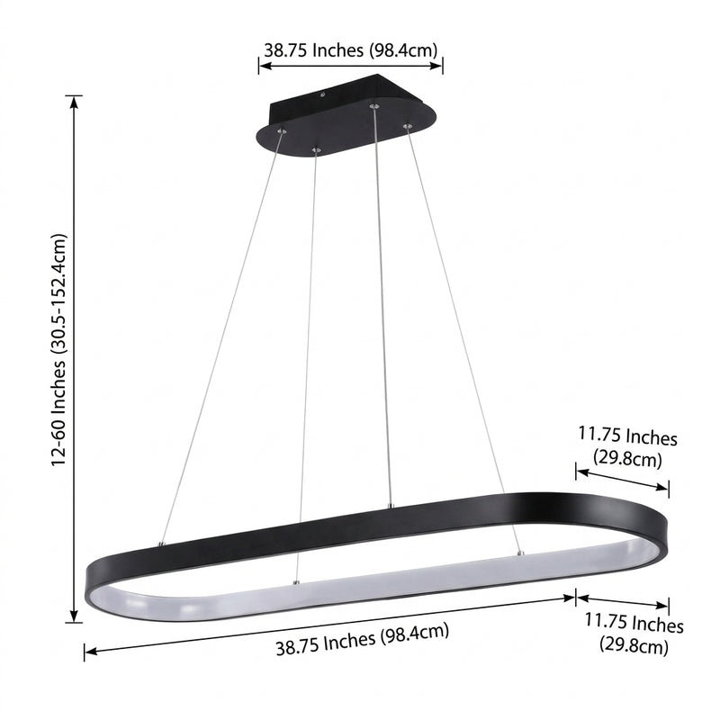 Nolan  Modern Contemporary Iron Integrated LED Pendant Black / 38.75 – DIM