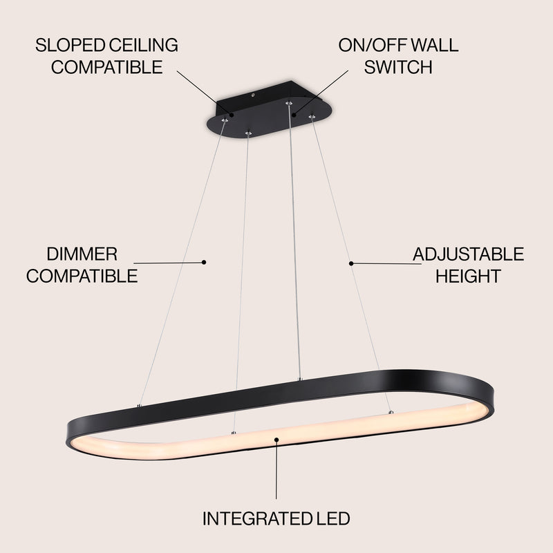 Nolan  Modern Contemporary Iron Integrated LED Pendant - JONATHAN Y