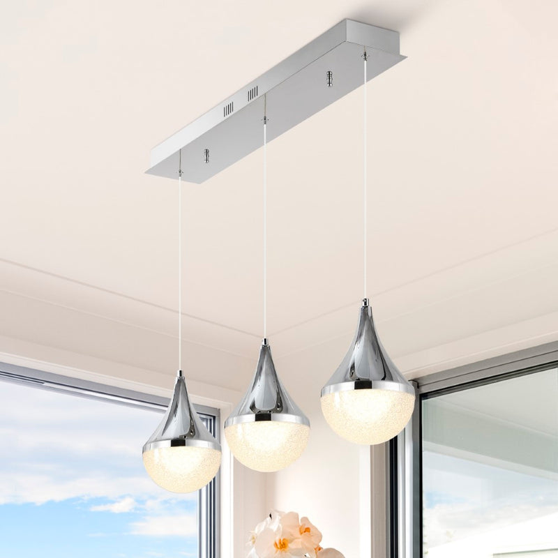 Elyse Teardrop Modern Mid-Century Iron/Acrylic Integrated Linear LED Pendant - JONATHAN Y