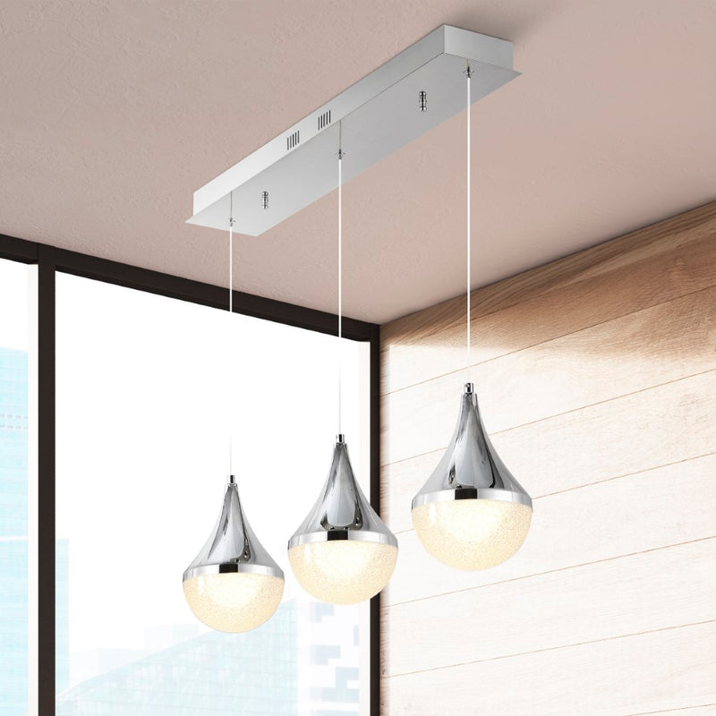 Elyse Teardrop Modern Mid-Century Iron/Acrylic Integrated Linear LED Pendant - JONATHAN Y