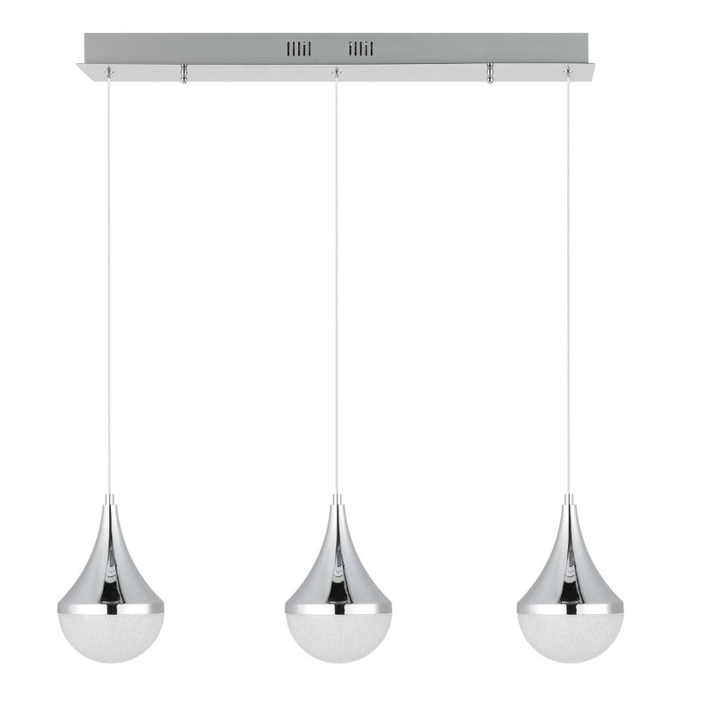 Elyse Teardrop Modern Mid-Century Iron/Acrylic Integrated Linear LED Pendant - JONATHAN Y