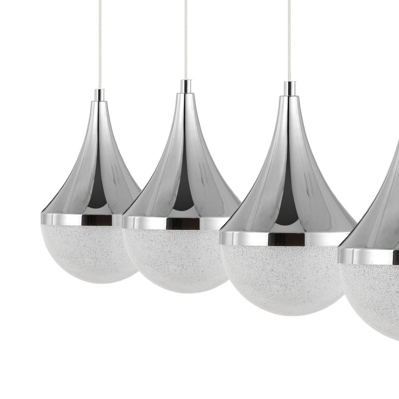 Elyse Teardrop Modern Mid-Century Iron/Acrylic Integrated Linear LED Pendant - JONATHAN Y