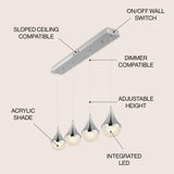 Elyse Teardrop Modern Mid-Century Iron/Acrylic Integrated Linear LED Pendant