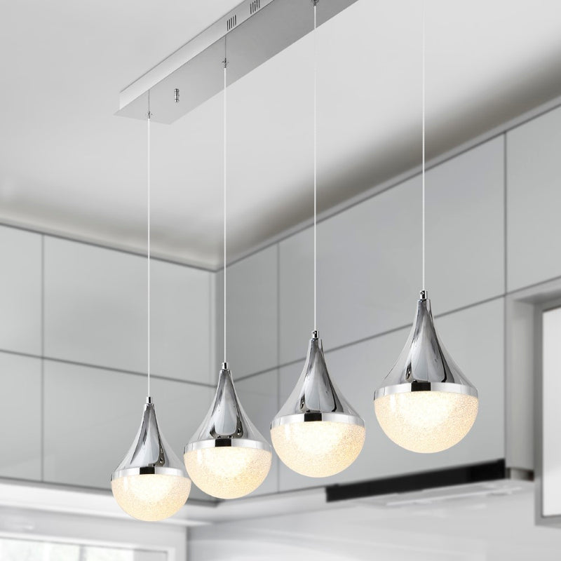 Elyse Teardrop Modern Mid-Century Iron/Acrylic Integrated Linear LED Pendant