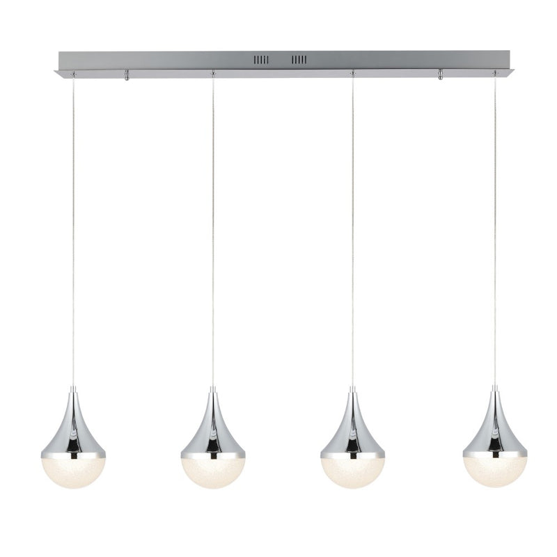 Elyse Teardrop Modern Mid-Century Iron/Acrylic Integrated Linear LED Pendant - JONATHAN Y