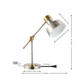 Allegra 18.5" Classic Farmhouse Adjustable Cantilever LED Task Lamp with USB Charging Port - JONATHAN Y