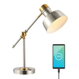 Allegra 18.5" Classic Farmhouse Adjustable Cantilever LED Task Lamp with USB Charging Port - JONATHAN Y