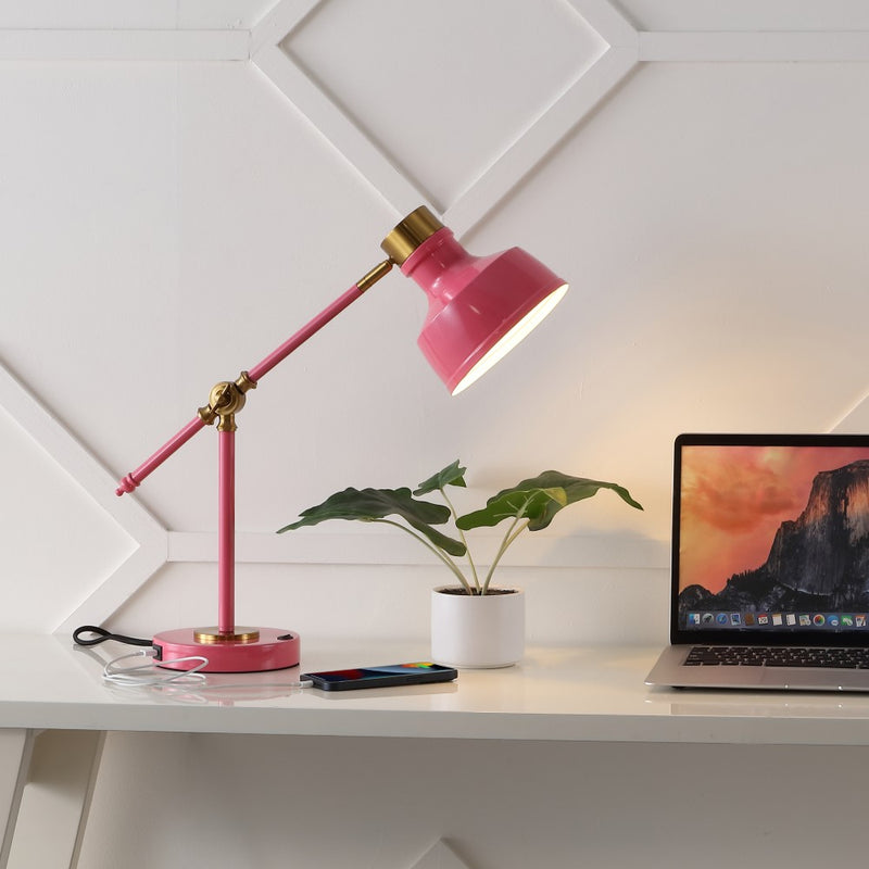 Allegra 18.5" Classic Farmhouse Adjustable Cantilever LED Task Lamp with USB Charging Port - JONATHAN Y