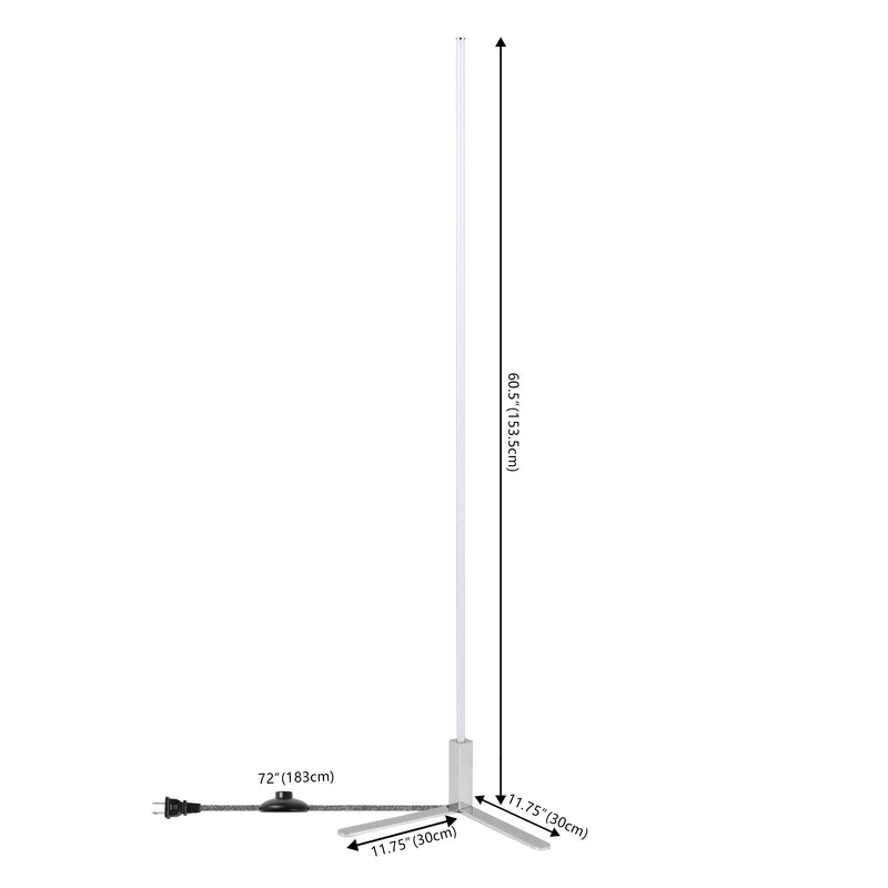 Potts 60.5" Modern Contemporary Aluminum/Iron Integrated LED Post Floor Lamp - JONATHAN Y