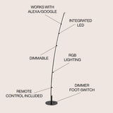Malthe 71" Modern Contemporary Aluminum/Iron Arc Integrated LED Floor Lamp - JONATHAN Y