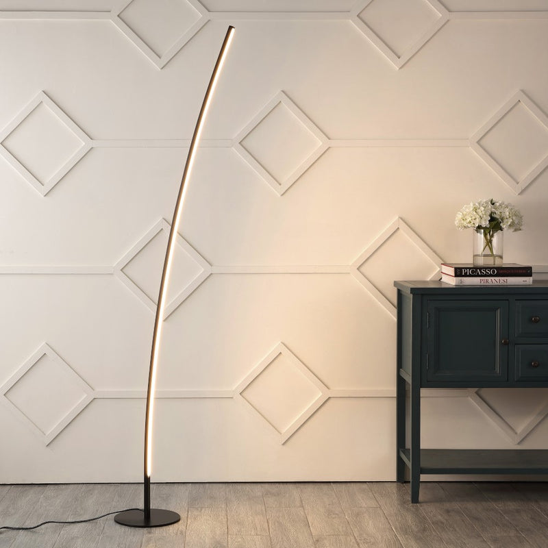 Malthe 71" Modern Contemporary Aluminum/Iron Arc Integrated LED Floor Lamp - JONATHAN Y