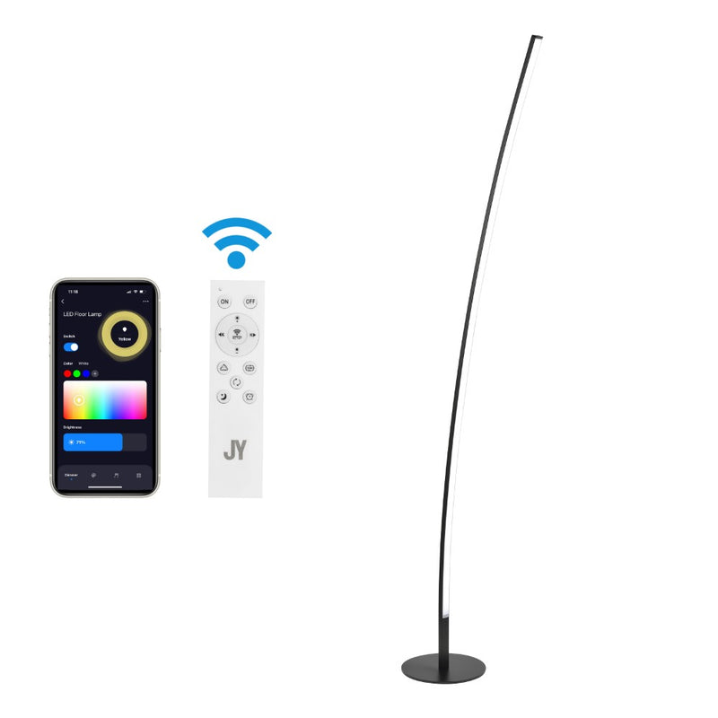 Malthe 71" Modern Contemporary Aluminum/Iron Arc Integrated LED Floor Lamp - JONATHAN Y