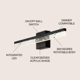 Mario Modern Contemporary 360-Degree Rotatable Iron/Seeded Acrylic Integrated LED Vanity Light