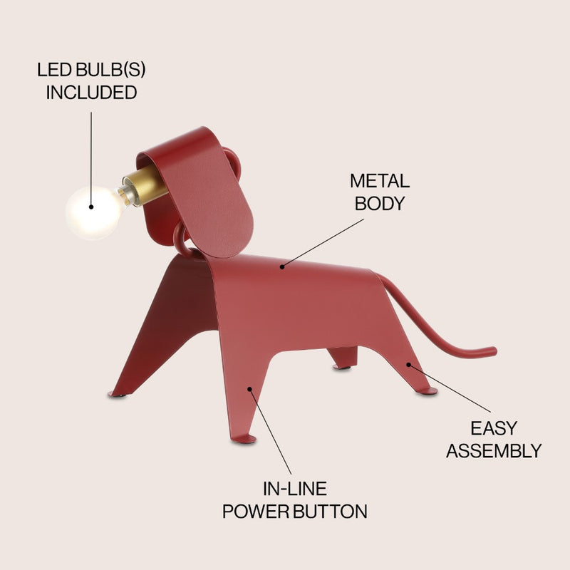 Rover 10" Modern Industrial Iron Canine LED Kids' Lamp