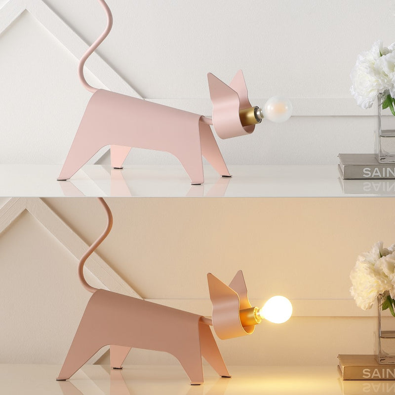 Penelope 11.75" Modern Industrial Iron Feline LED Kids' Lamp