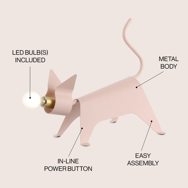 Penelope 11.75" Modern Industrial Iron Feline LED Kids' Lamp