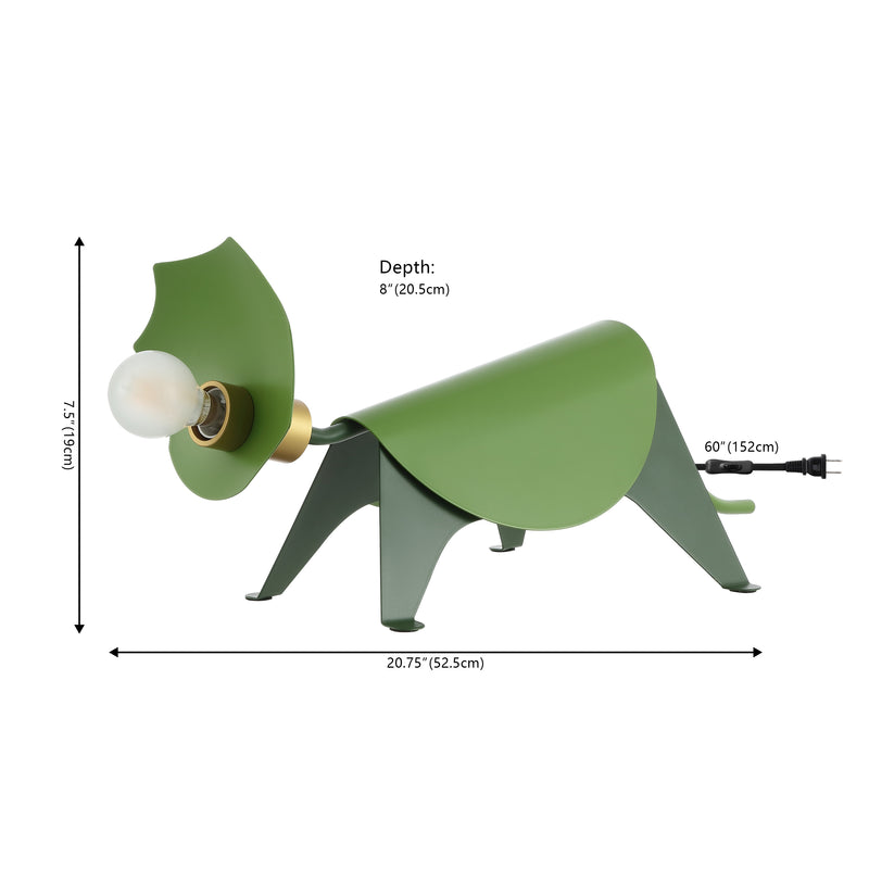 Gretchen 7.5" Modern Industrial Iron Triceratops LED Kids' Lamp