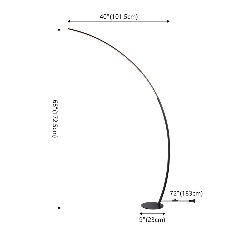 Enzo 68" Contemporary Minimalist Metal Arc Dimmable Integrated LED Floor Lamp - JONATHAN Y