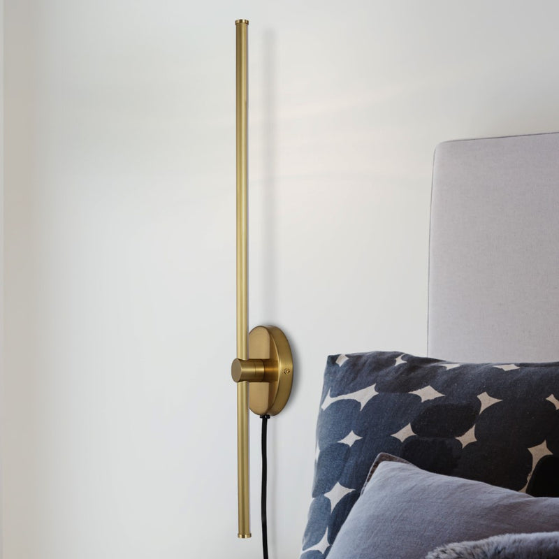 Anton 27.25" Modern Minimalist Iron Adjustable Bar Integrated LED Plug-In Sconce - JONATHAN Y