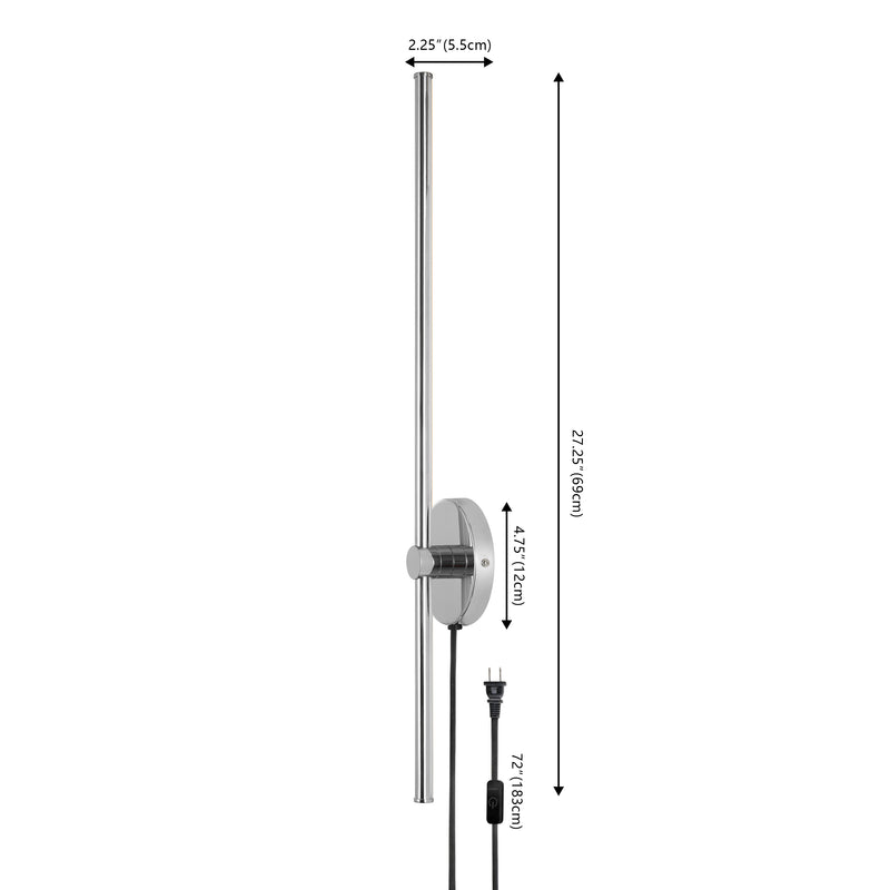 Anton 27.25" Modern Minimalist Iron Adjustable Bar Integrated LED Plug-In Sconce