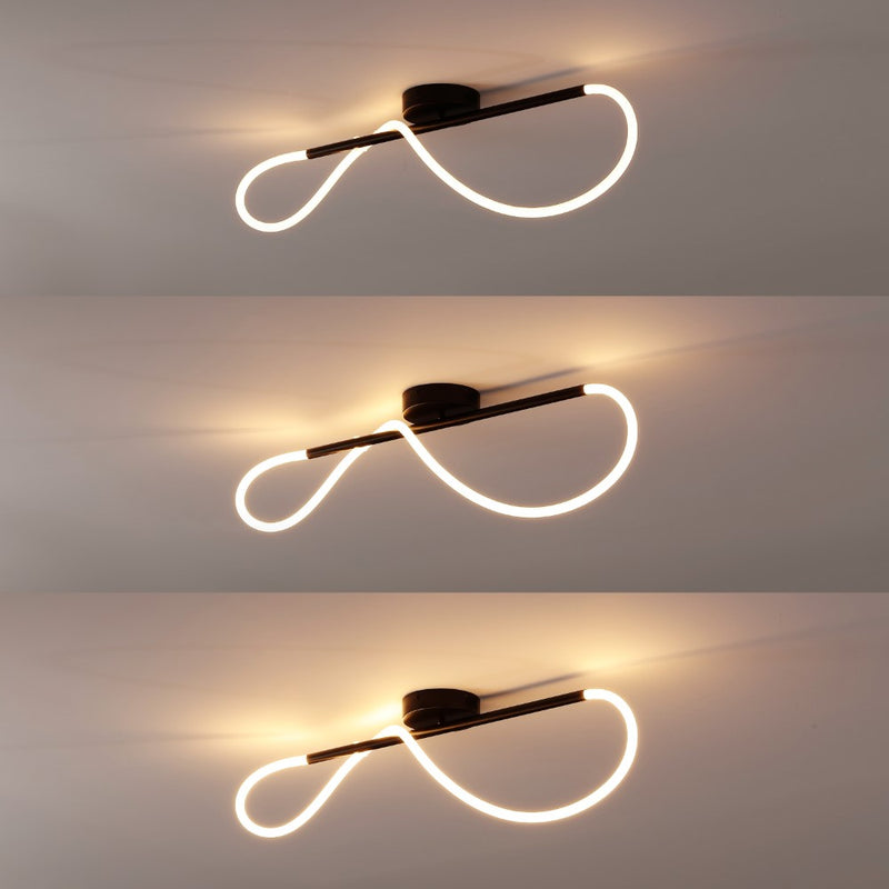 Alessio Contemporary Minimalist 360 Adjustable Silicone Neon Rope Dimmable Linear Integrated LED Flush Mount - JONATHAN Y