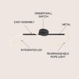Alessio Contemporary Minimalist 360 Adjustable Silicone Neon Rope Dimmable Linear Integrated LED Flush Mount