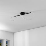 Alessio Contemporary Minimalist 360 Adjustable Silicone Neon Rope Dimmable Linear Integrated LED Flush Mount - JONATHAN Y