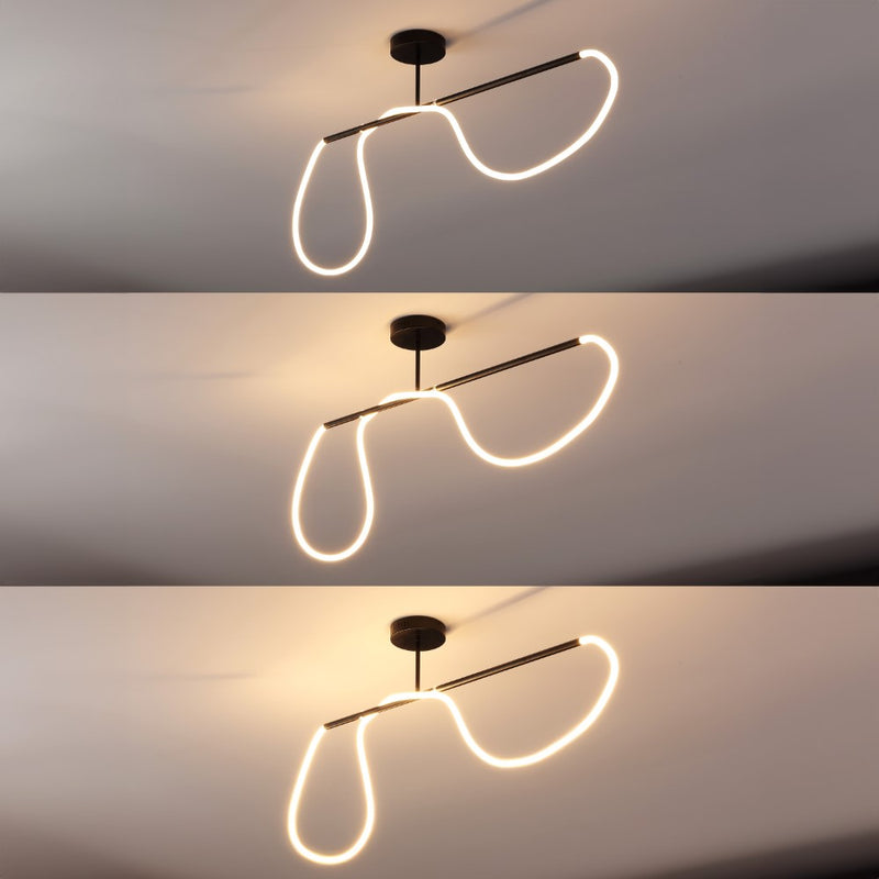 Alessio Contemporary Minimalist 360 Adjustable Silicone Neon Rope Dimmable Linear Integrated LED Flush Mount
