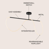 Alessio Contemporary Minimalist 360 Adjustable Silicone Neon Rope Dimmable Linear Integrated LED Flush Mount